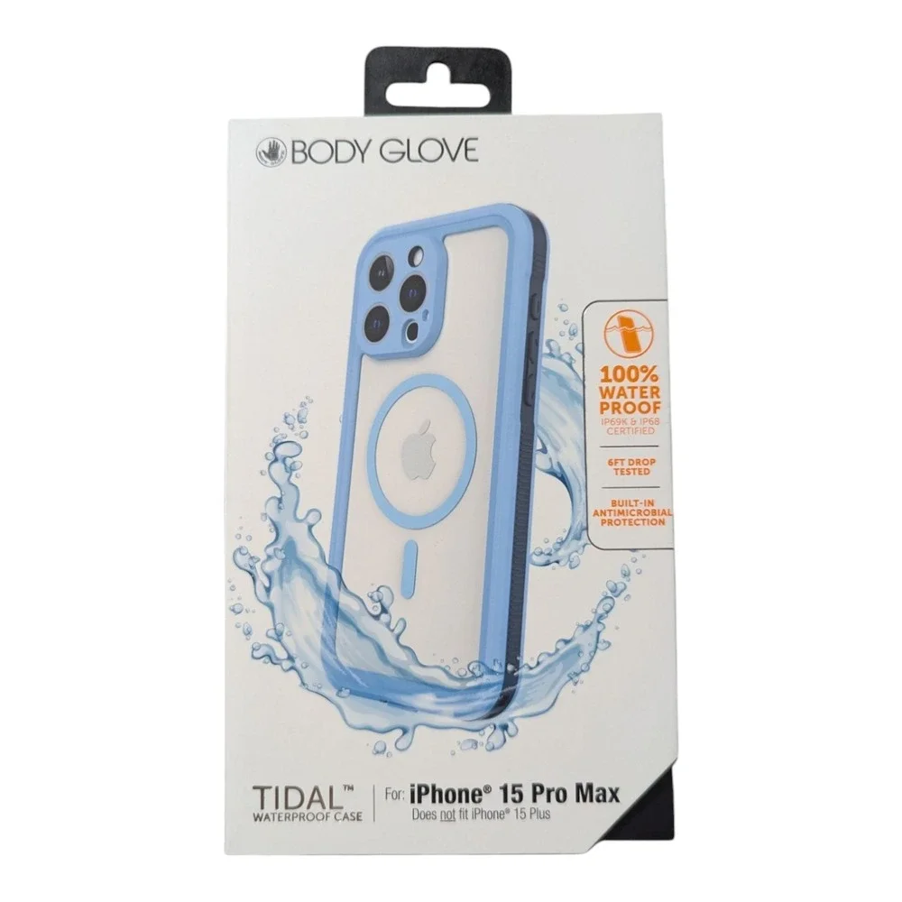 P5. Body Glove Tidal Waterproof with MagSafe Case - iPhone 15 Pro Max Blue/Clear